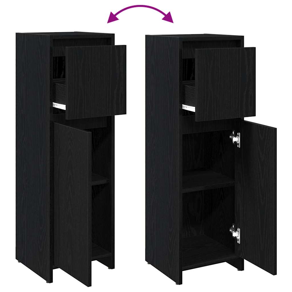 Badezimmerschrank mit Tür Schwarz Eichen-Optik 30 x 30 x 95 cm