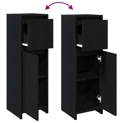 Badezimmerschrank mit Tür Schwarz Eichen-Optik 30 x 30 x 95 cm