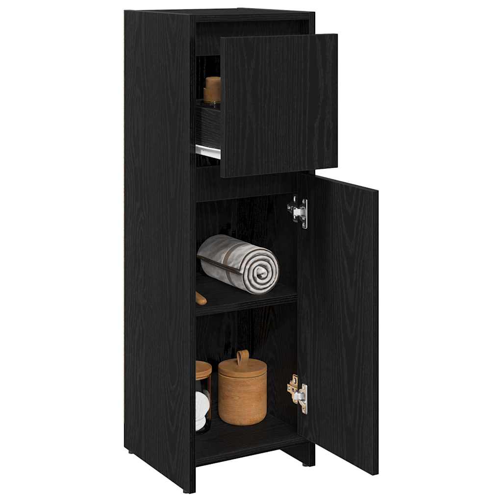 Badezimmerschrank mit Tür Schwarz Eichen-Optik 30 x 30 x 95 cm