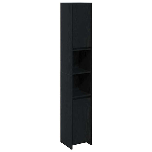 Badezimmerschrank mit Tür Schwarze Eiche 30 x 30 x 183,5 cm