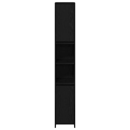 Badezimmerschrank mit Tür Schwarze Eiche 30 x 30 x 183,5 cm