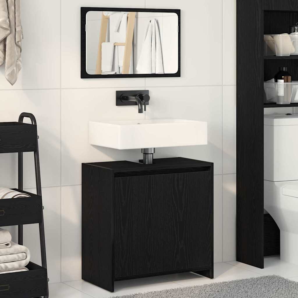 Badezimmerschrank Schwarze Eiche 60 x 33 x 61 cm Holzwerkstoff