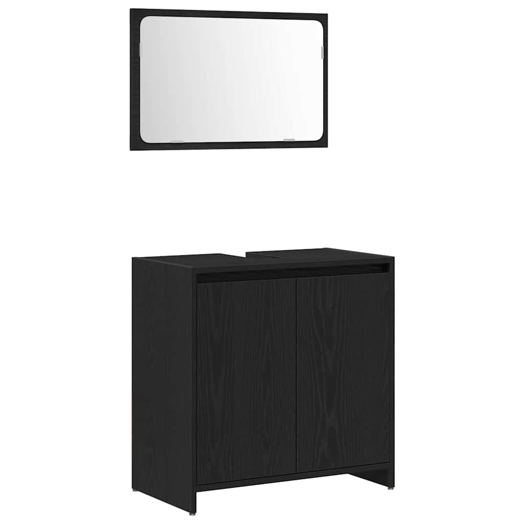 Badezimmerschrank mit Tür Schwarz Eichen-Optik 60 x 33 x 61 cm