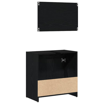 Badezimmerschrank mit Tür Schwarz Eichen-Optik 60 x 33 x 61 cm