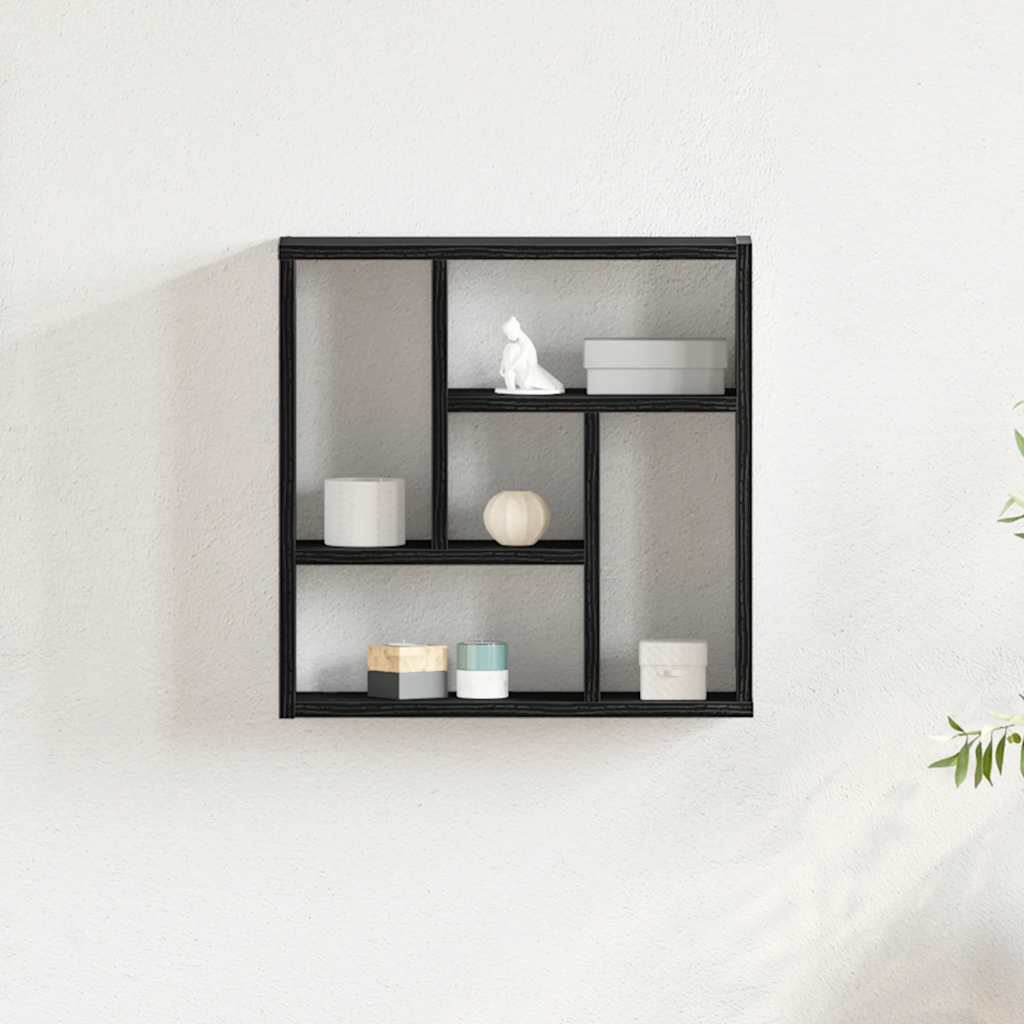 Wandregal Schwarz Eichen-Optik 45x16x45 cm Holzwerkstoff