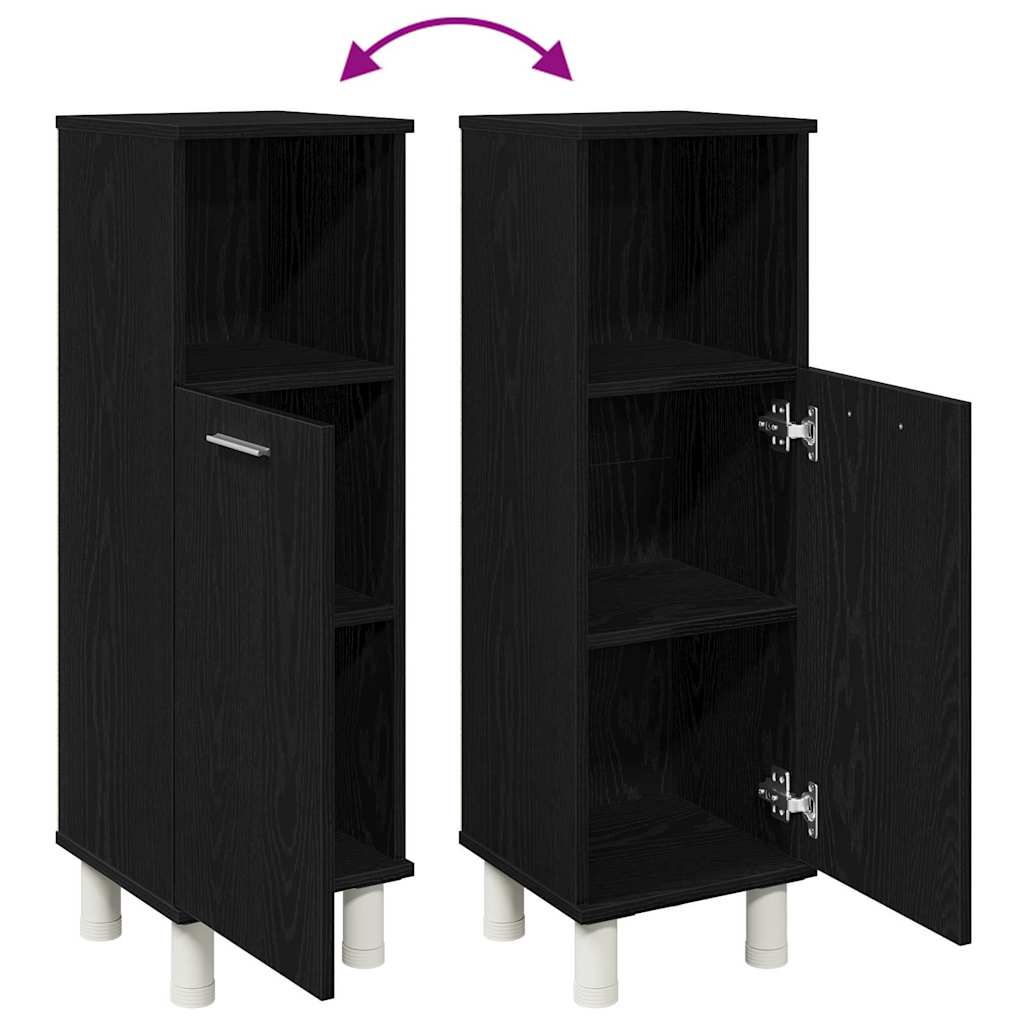 Badezimmerschrank mit Tür Schwarz Eichen-Optik 30 x 30 x 95 cm