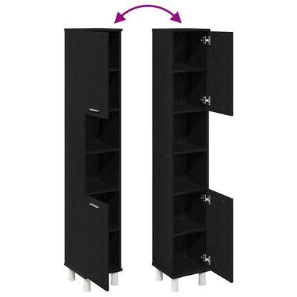 Badezimmerschrank mit Tür Schwarz Eichen-Optik 30 x 30 x 179 cm