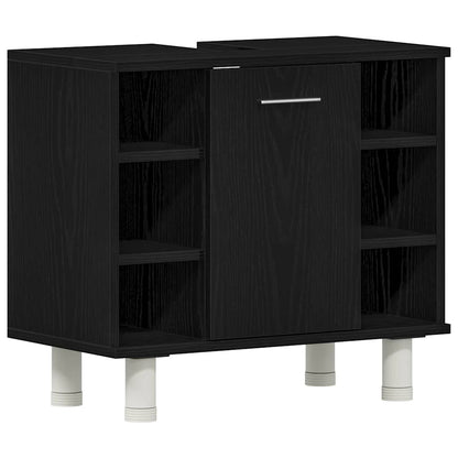 Badezimmerschrank mit Tür Schwarz Eichen-Optik 60 x 32 x 54 cm