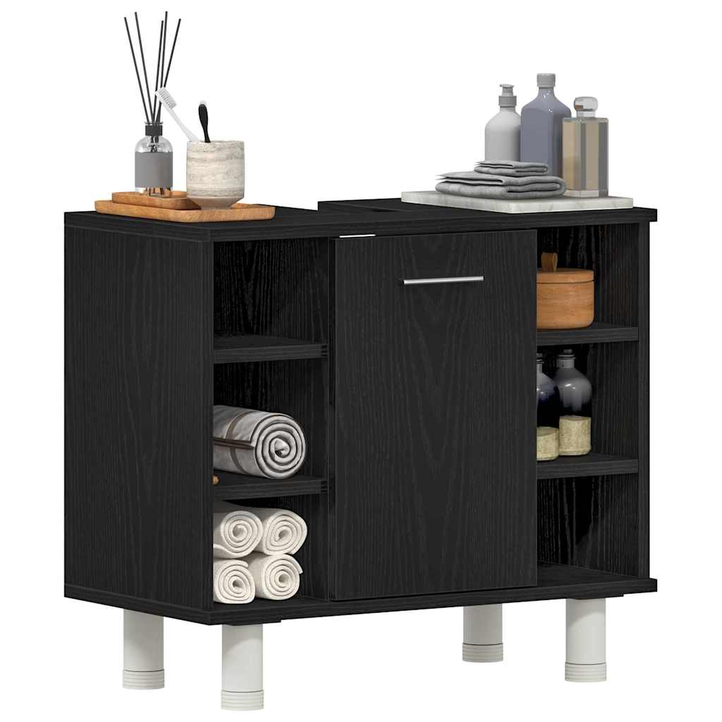 Badezimmerschrank mit Tür Schwarz Eichen-Optik 60 x 32 x 54 cm