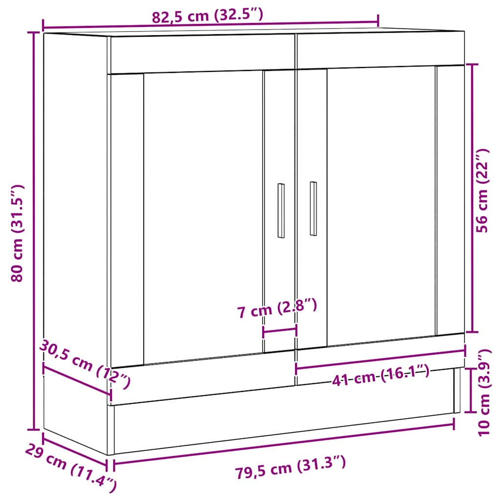 Bücherregal Schwarze Eiche 82,5 x 30,5 x 80 cm Holzwerkstoff