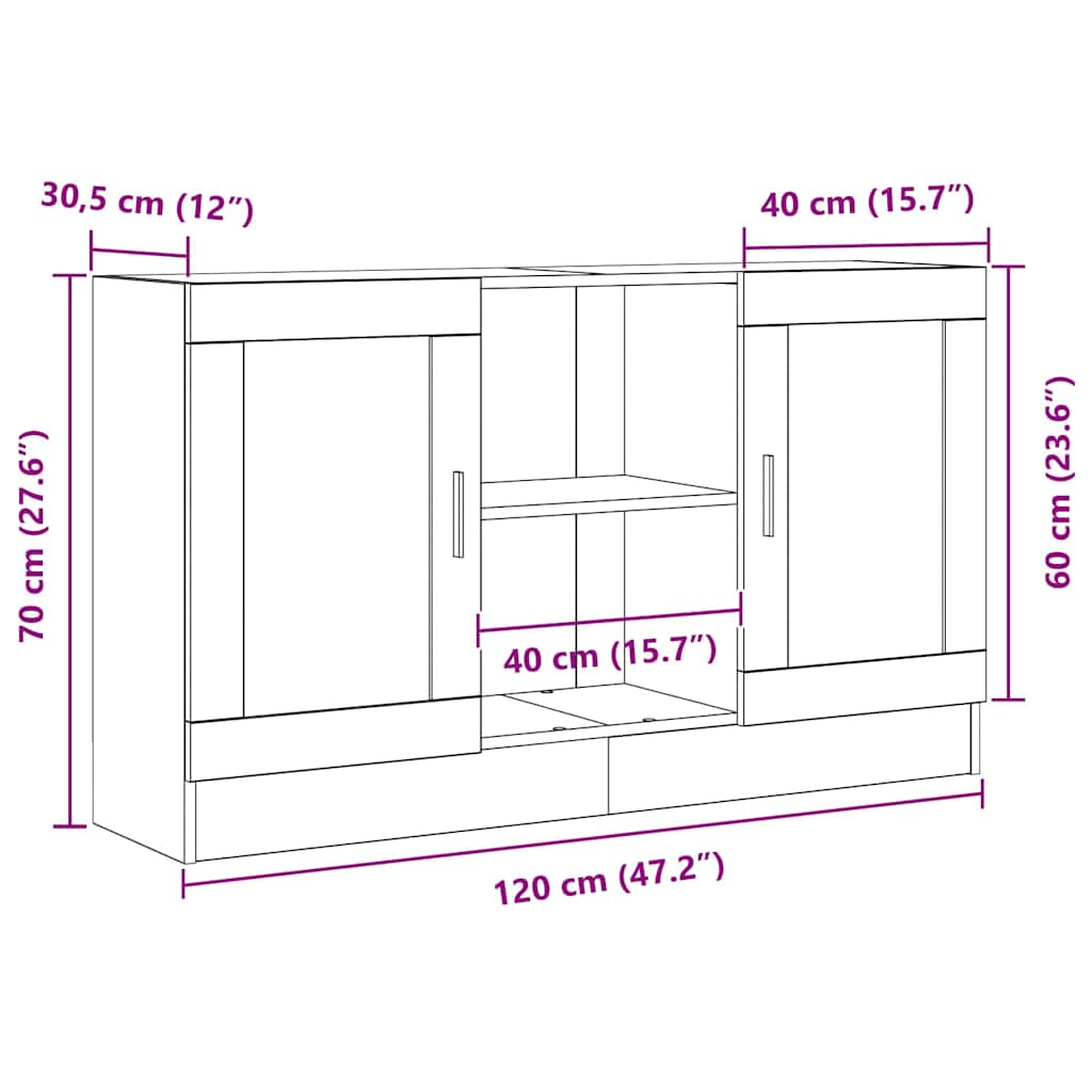 Sideboard Schwarz 120 x 30.5 x 70 cm Holzwerkstoff