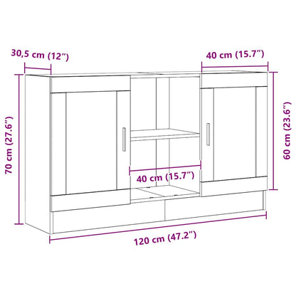 Sideboard Schwarz 120 x 30.5 x 70 cm Holzwerkstoff