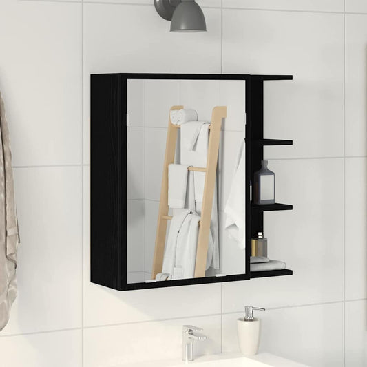 Badspiegelschrank in Schwarz-Eiche, 62,5x20,5x64 cm, Material