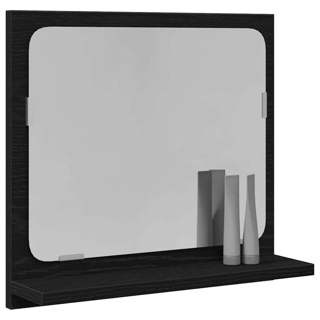 Badspiegel Schwarz Eichen-Optik 40x10,5x37 cm Holzwerkstoff