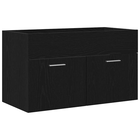 Waschbecken-Schrank mit Tür Schwarze Eiche 90 x 38.5 x 46 cm