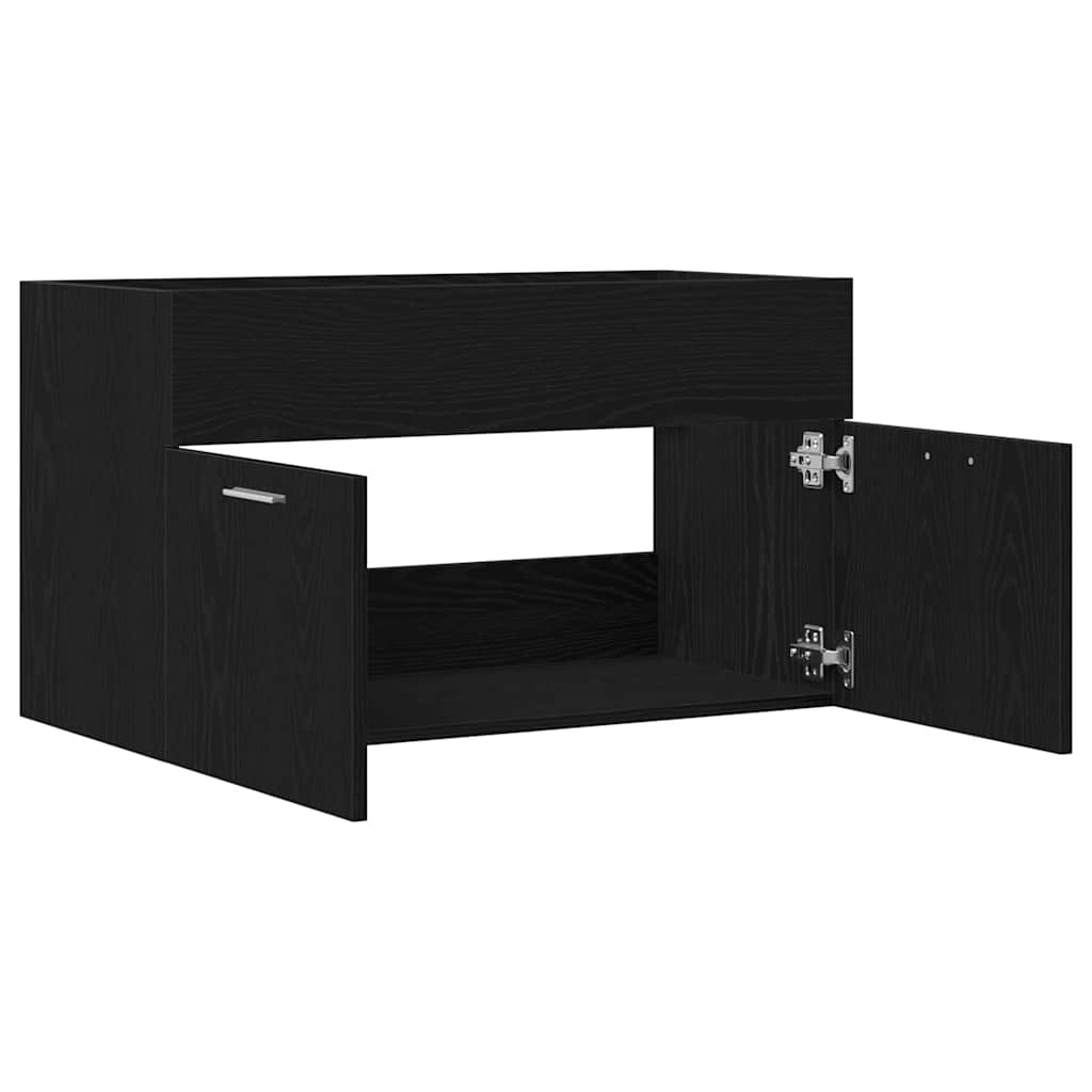 Waschbecken-Schrank mit Tür Schwarze Eiche 90 x 38.5 x 46 cm