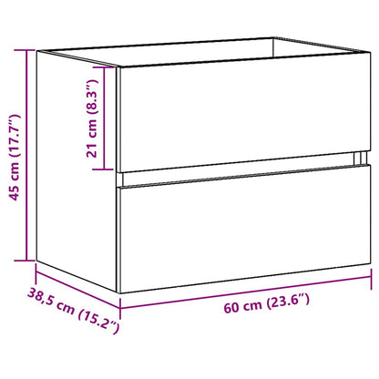 Spülbeckenschrank Schwarz Eiche 60x38,5x45 cm Holzwerkstoff