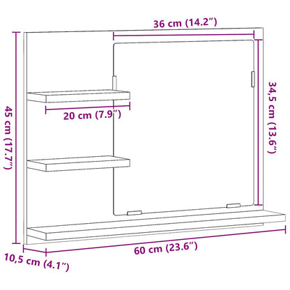 Badspiegel Schwarz Eichen-Optik 60x10,5x45 cm Holzwerkstoff
