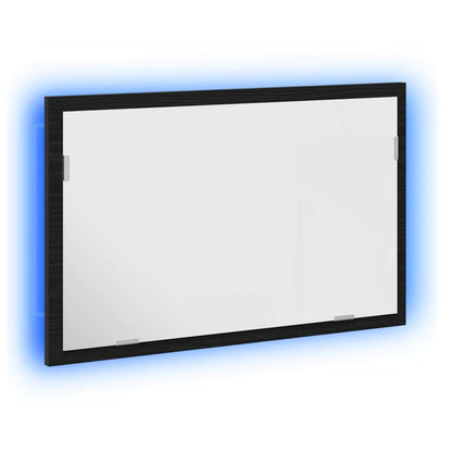Badspiegel mit LED-Leuchten Schwarz Eichen-Optik 60x8,5x37 cm