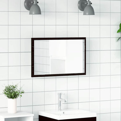 Badspiegel mit LED-Leuchten Schwarz Eichen-Optik 60x8,5x37 cm