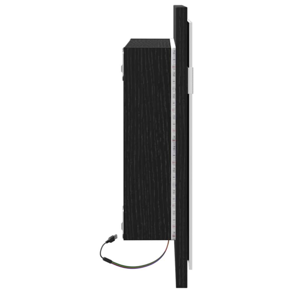 Badspiegel mit LED-Leuchten Schwarz Eichen-Optik 60x8,5x37 cm