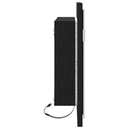Badspiegel mit LED-Leuchten Schwarz Eichen-Optik 60x8,5x37 cm