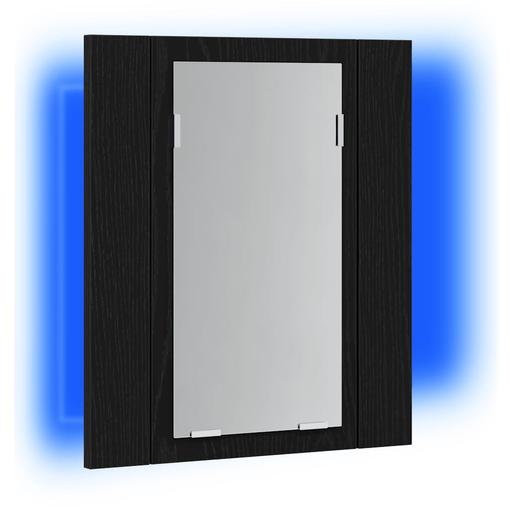 LED Badezimmerspiegelschrank Eiche Schwarz 40x12x45 cm Holzwerkstoff