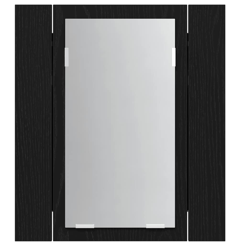 LED Badezimmerspiegelschrank Eiche Schwarz 40x12x45 cm Holzwerkstoff