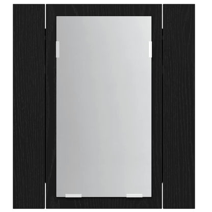 LED Badezimmerspiegelschrank Eiche Schwarz 40x12x45 cm Holzwerkstoff