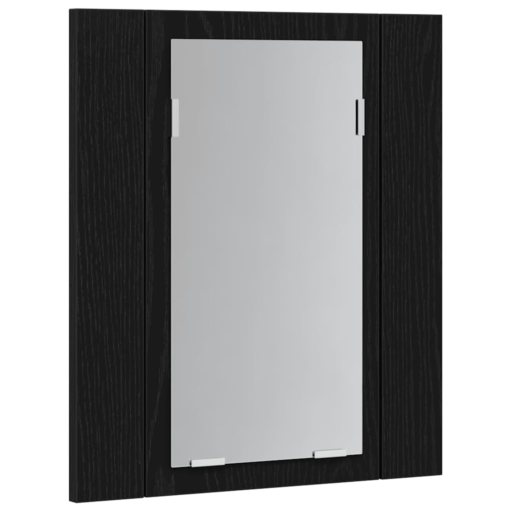 LED Badezimmerspiegelschrank Eiche Schwarz 40x12x45 cm Holzwerkstoff