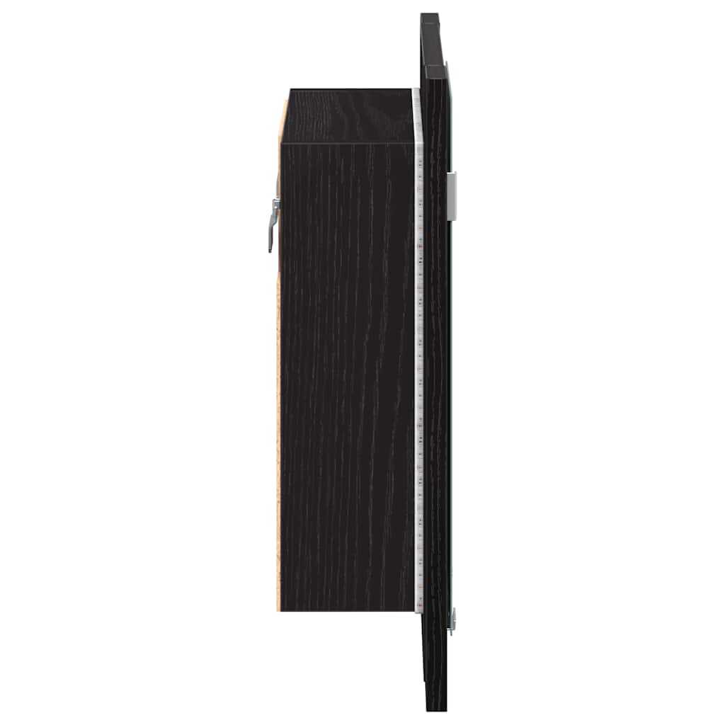 LED Badezimmerspiegelschrank Eiche Schwarz 40x12x45 cm Holzwerkstoff