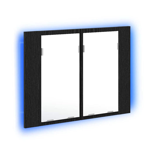 LED Badspiegelschrank Schwarz Eiche 60x12x45 cm Holzwerkstoff