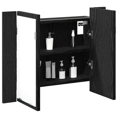 Badezimmerspiegelschrank Schwarz Eichen-Optik 60 x 12 x 45 cm