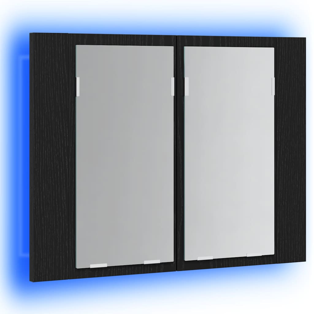 Badezimmerspiegelschrank Schwarz Eichen-Optik 60 x 12 x 45 cm