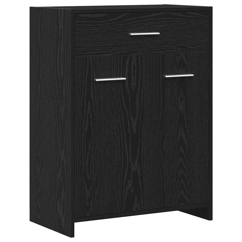 Badezimmerschrank mit Tür Schwarz Eichen-Optik 60 x 33 x 80 cm