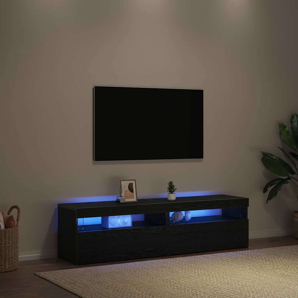 TV-Schränk 2 pcs Schwarz 75 x 35 x 40 cm Holzwerkstoff