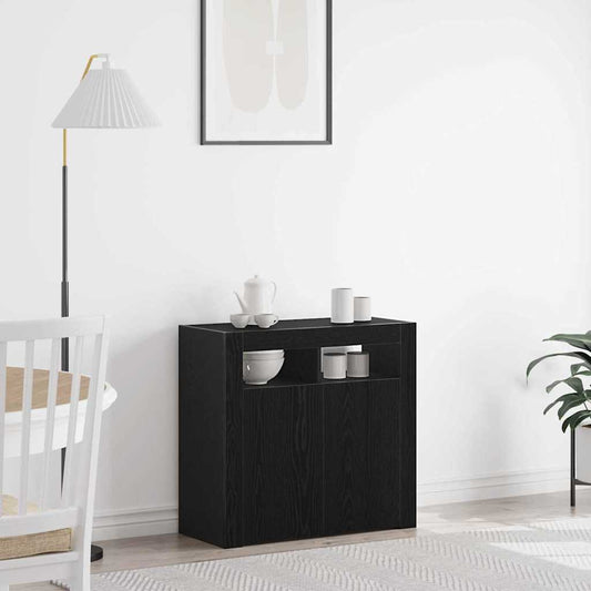 Sideboard Schwarz 80 x 35 x 75 cm Holzwerkstoff