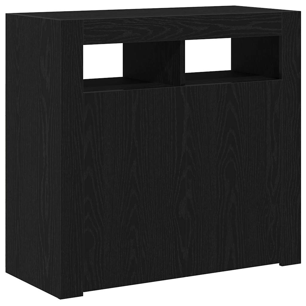 Sideboard Schwarz 80 x 35 x 75 cm Holzwerkstoff