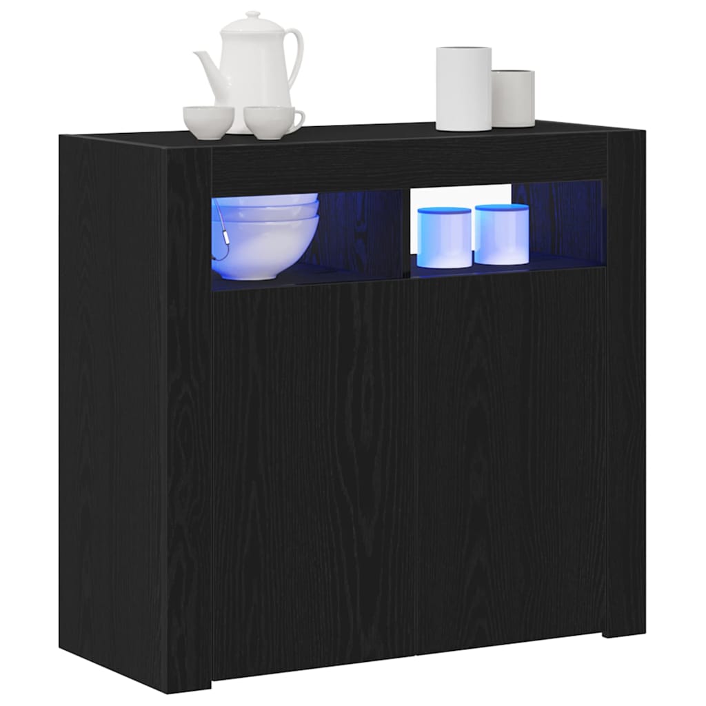 Sideboard Schwarz 80 x 35 x 75 cm Holzwerkstoff