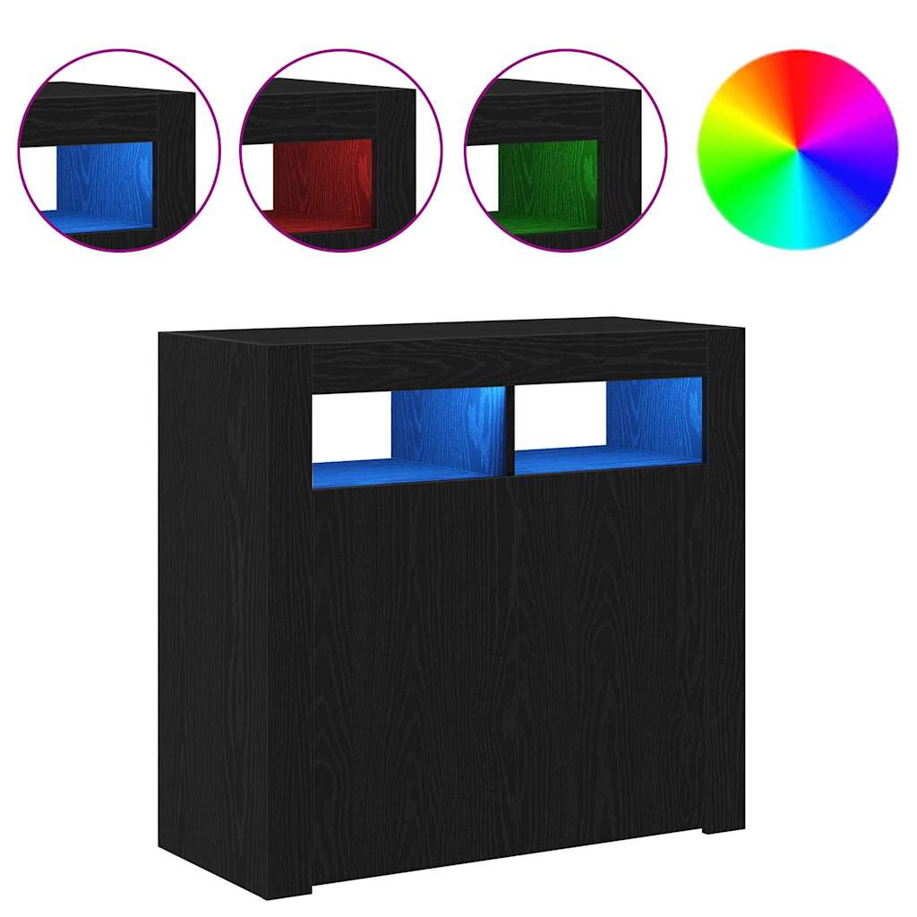 Sideboard Schwarz 80 x 35 x 75 cm Holzwerkstoff