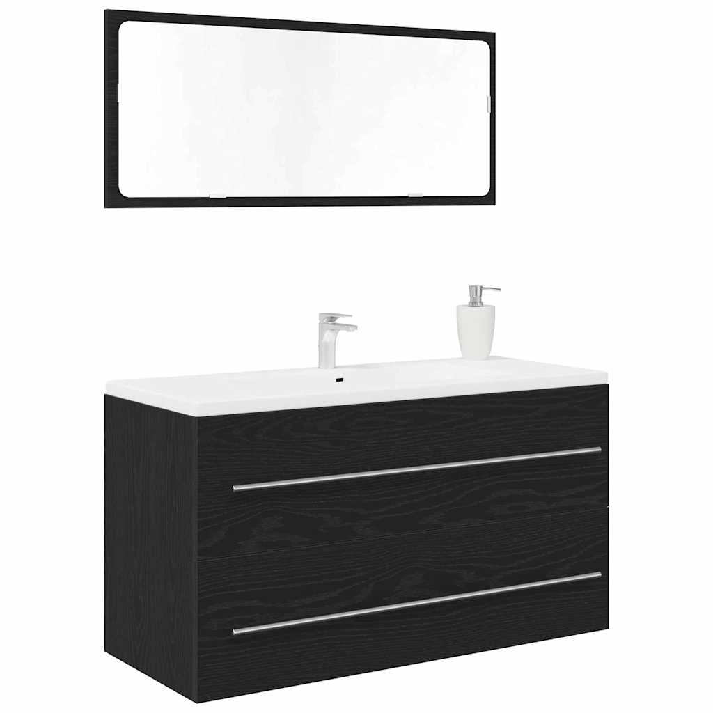 Waschbecken-Schrank mit Spiegel Schwarze Eiche 90 x 45 x 1.5 cm