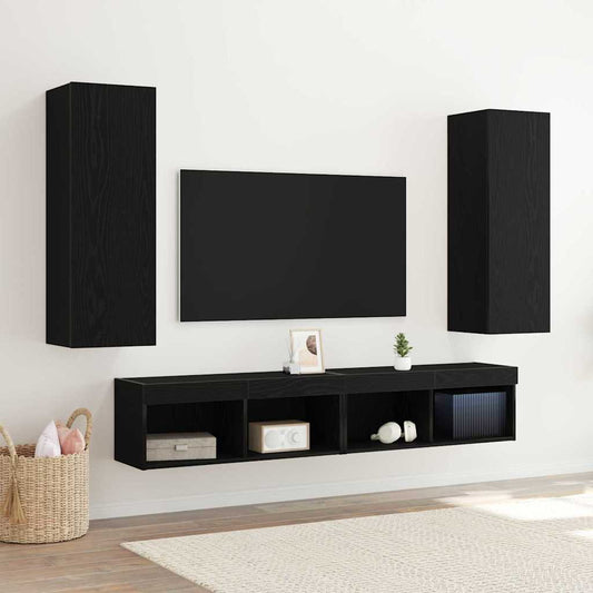 Wand TV Schrank 2 pcs Schwarze Eiche 30,5 x 30 x 90 cm