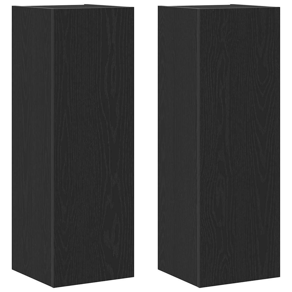 Wand TV Schrank 2 pcs Schwarze Eiche 30,5 x 30 x 90 cm