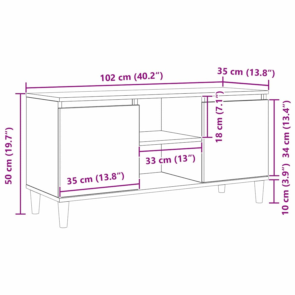 TV-Schränk Schwarz 102 x 35 x 50 cm Holzwerkstoff