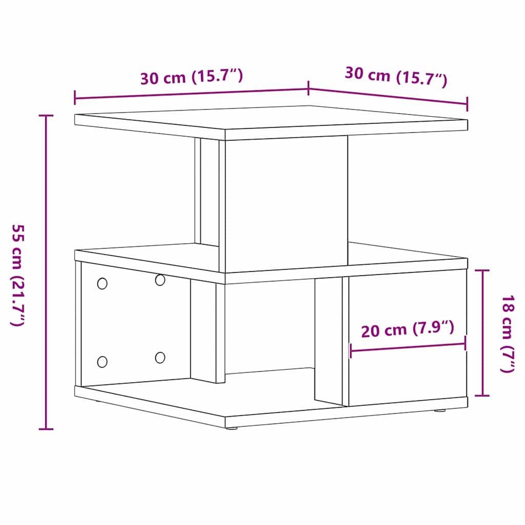 Beistelltisch Eiche handwerklich 40 x 40 x 40 cm Holzwerkstoff