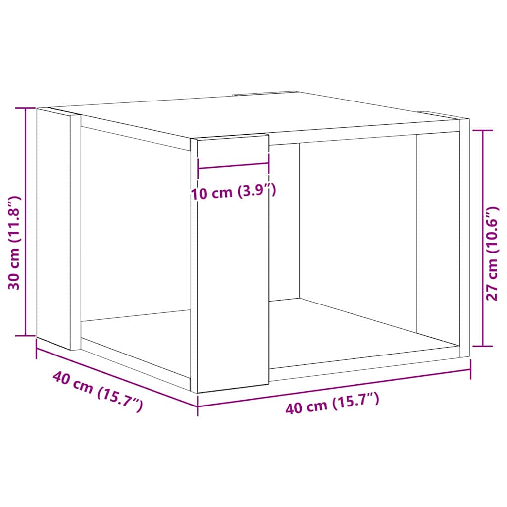 Couchtisch Schwarze Eiche 40 x 40 x 30 cm Holzwerkstoff