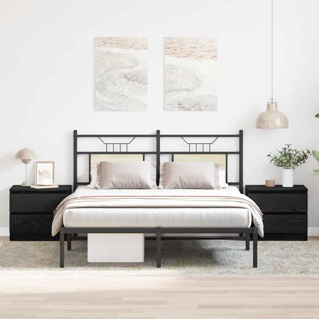Nachttisch 2 pcs Schwarze Eiche 50 x 40 x 43,5 cm Holzwerkstoff