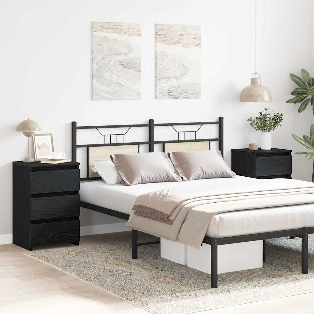 Nachttisch 2 pcs Schwarz Eichen-Optik 40 x 35 x 62,5 cm