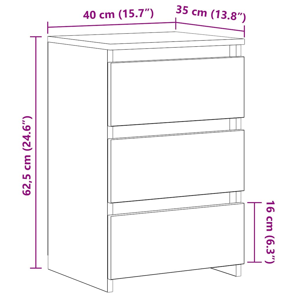 Nachttisch 2 pcs Schwarze Eiche 40 x 35 x 62,5 cm Holzwerkstoff