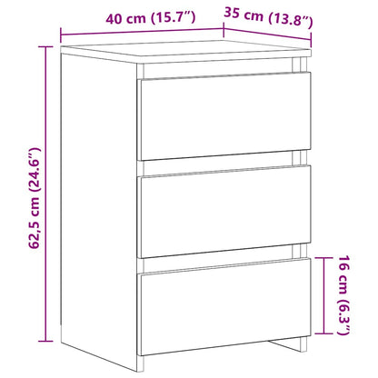 Nachttisch 2 pcs Schwarze Eiche 40 x 35 x 62,5 cm Holzwerkstoff